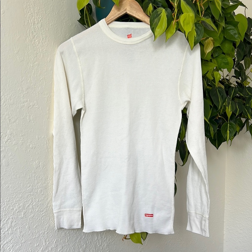 Supreme White Waffle Knit Long Sleeve